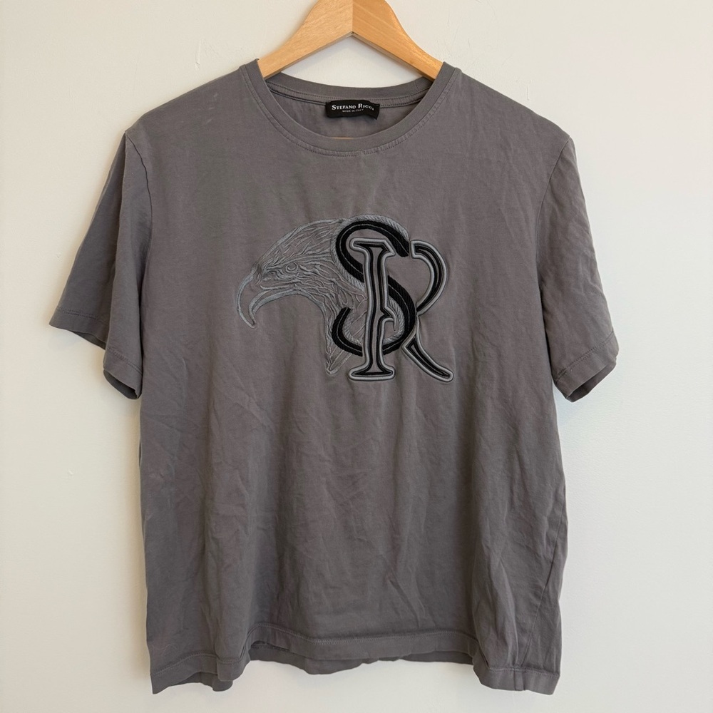 Stefano Ricci Gray Black Men’s T shirt Cotton Italy Streetwear